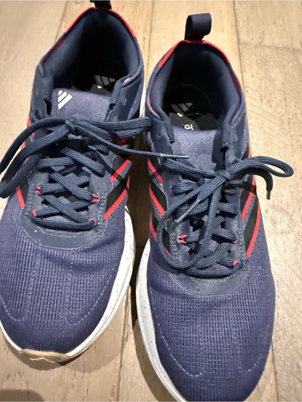 adidas Men’s Navy Sneakers with Red Stripes